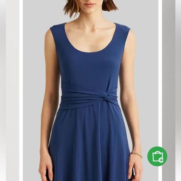 Lauren Ralph Lauren Miralavia Fit & Flare Navy Jersey Stretch Dress- twist waist - Picture 14 of 16